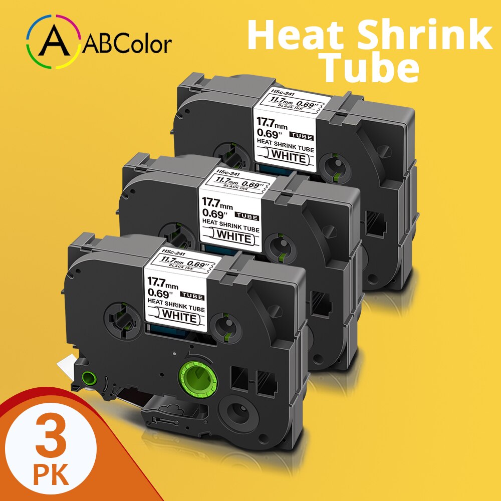 18mm Band für Brother HSe-241 HSe-641 HSe 241 641 hse241 hse641 Schrumpf Schlauch Label Band Für Brother P touch Label Maker: 3PK Black on White