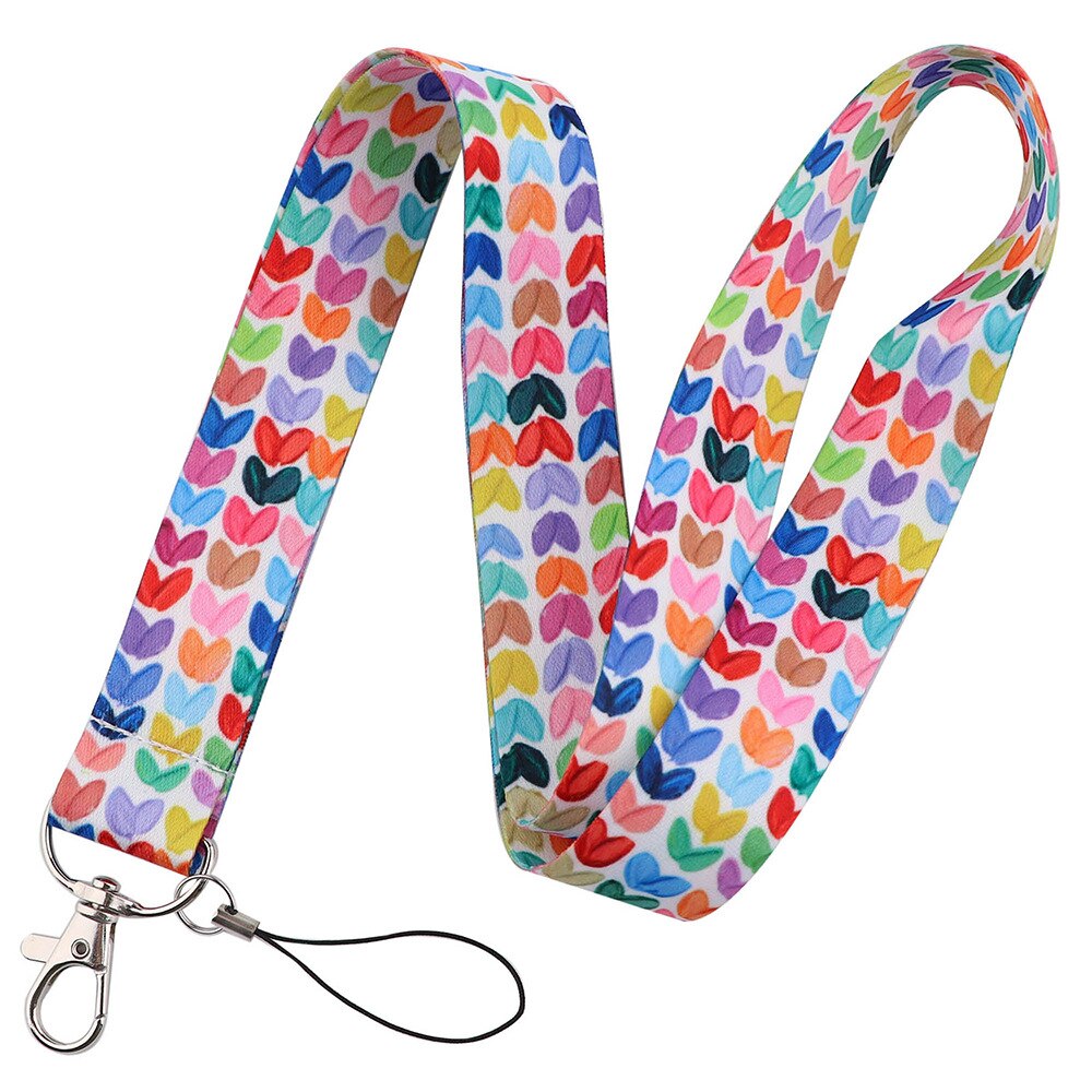Color Block Love Pattern Print Neck Straps Keychain Lanyard USB ID Card Badge Holder DIY Hanging Rope Webbing Ribbon Accessories: 02
