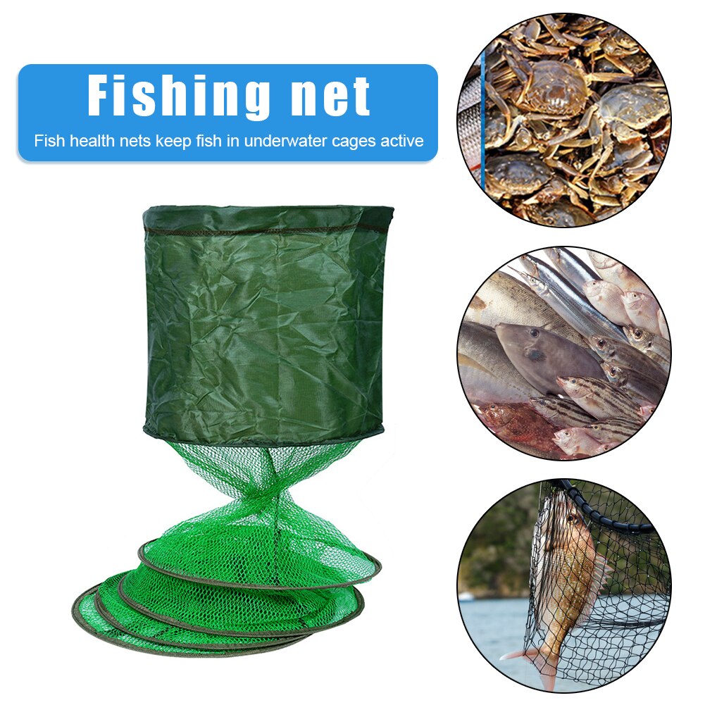 Fish Basket Live Fish Trap Net Cage Folding Gluing Coating Fishing Tackle Fishing Steel Ring Net Pesca Accessories Tackle