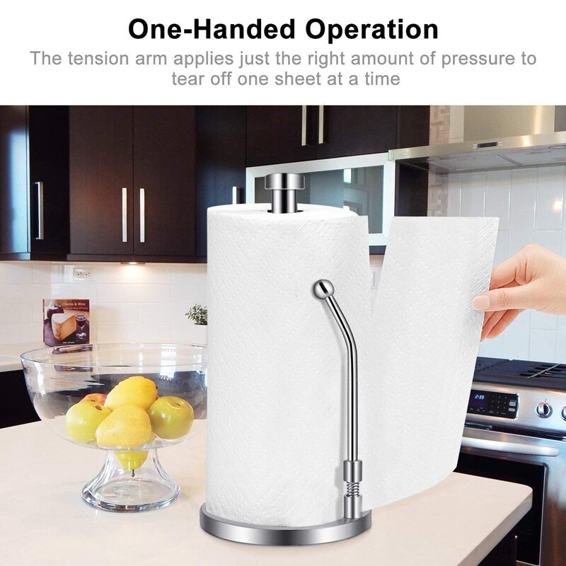 Papieren handdoekhouder roestvrij staal staande tissuehouder met één hand afscheurbaar, perfect modern voor keuken houdt keukens land