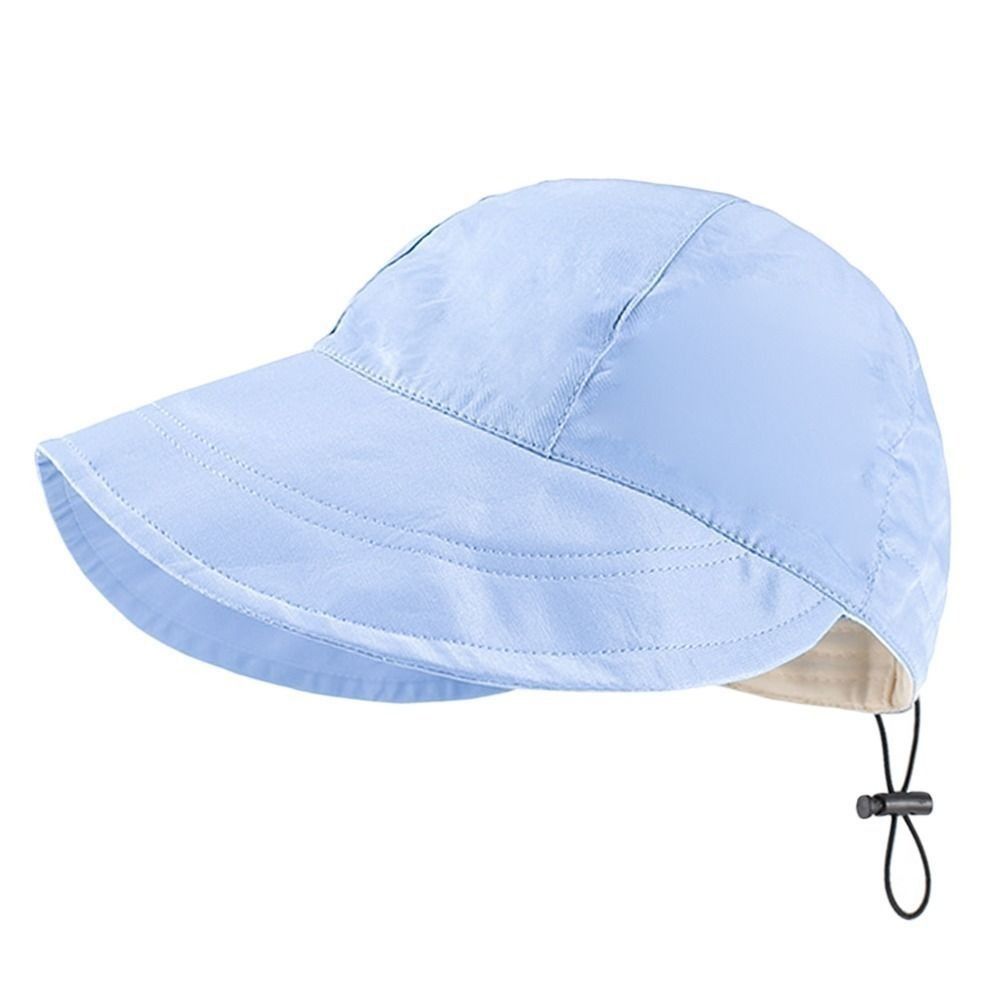 Chapeau de soleil d'été à large bord pour hommes et femmes, queue de cheval pliable, chapeau de proximité, Wstring réglable, casquettes de plage, E27: Bleu