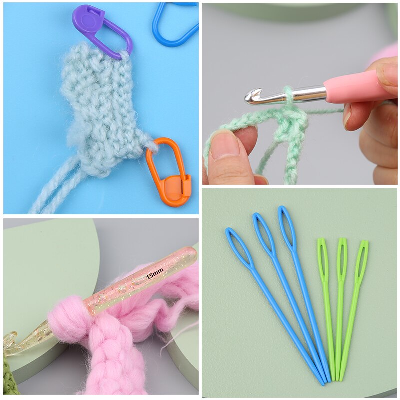 KAOBUY 27Pcs Huge Crochet Hooks Set With Ergonomic Crochet Hooks Stitch Markers Sewing Needles Crochet Needle