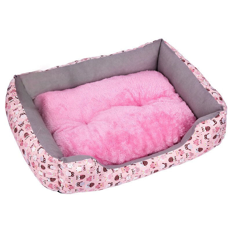 Pet Hond Kat Bed Pluche Bed Met Verwijderbare Pad Puppy Kitten Bed Kussen Mat Voor Alle Seizoenen Leuke Reizen Draagbare dierbenodigdheden: pink / L