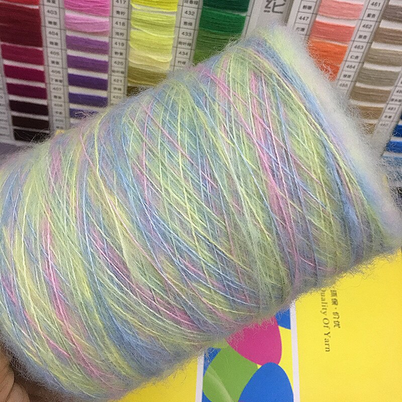 500G Segment Geverfd Mohair Garen Haak Huidvriendelijke Baby Wol Draad Voor Diy Hand Breien Trui Shawl Regenboog puffy Garen