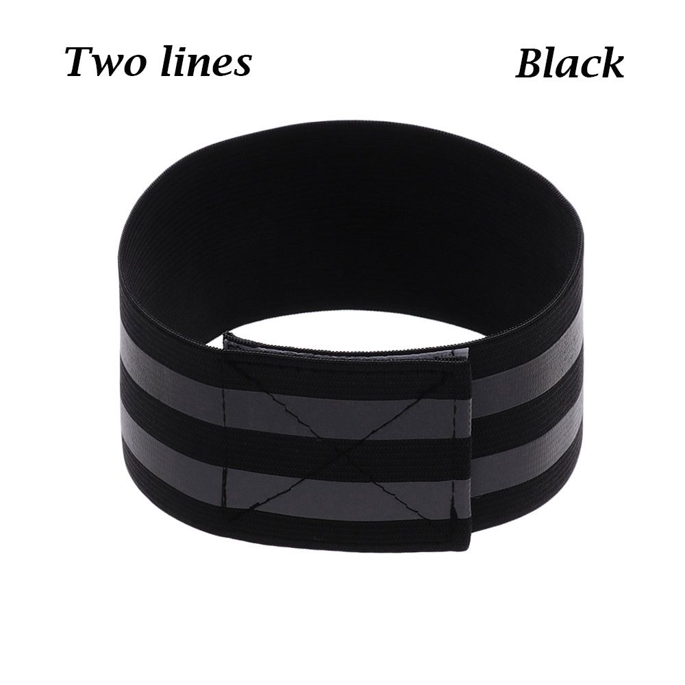 1PC Reflektierende Band Elastische Armbinde Armbinde Hand Knöchel Bein Warnung binden Gurt Nacht Sicherheit Alarm Band für Sport Radfahren: Schwarz-zwei Linien