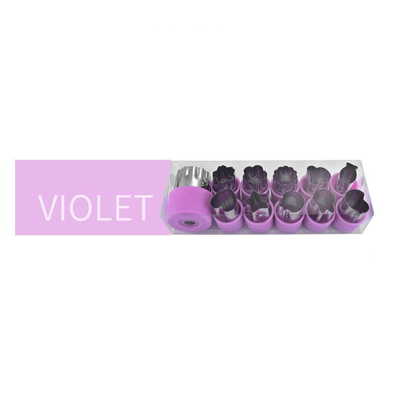12 Pcs/set Bento Decorative Cute Shaper Durable Cutter Mold Cake Cutting Vegetable Fruit DIY Cutting Cutter Kitchen Accessories: violet