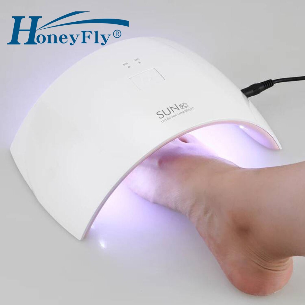 HoneyFly 24W UV LED Nagel Lamp Nagel Droger Gel Polish Curing Licht met Bodem 30 s/60 s timer