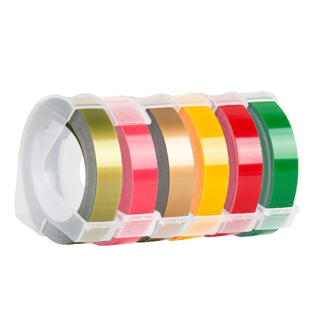 6 rollen Mehrfarbig PräGen Band 9MM Präge Etikett Band Nachfüllung Kompatibel für Motex E101 und DYMO 12965 Präge Etikett Hersteller: 6Rollen gemischt Farbe B