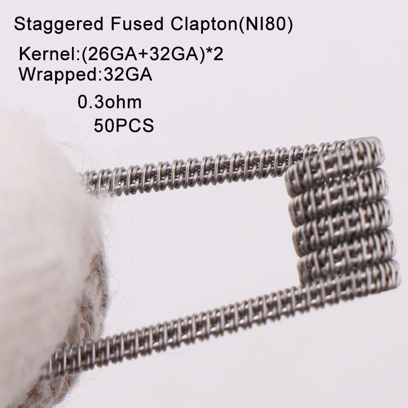 XFKM NI80 50 stks/pak Giant juggernaut coils Seper juggernaut Clapton coil Alien taiji super Clapton Verwarming Weerstand rda coil: stagg-fu-n80-50