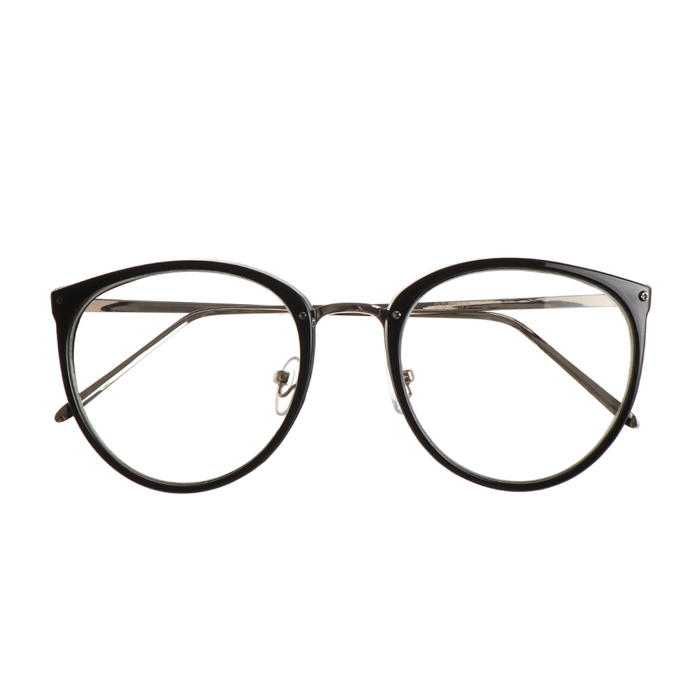 1 Pc Mode Metalen Vintage Ronde Bril Unisex Oversized Frame Optische Glazen Bril Vision Care Brillen Accessoires: 4-black