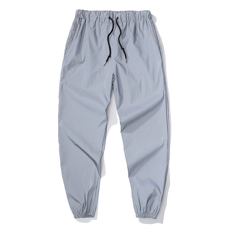 Reflekterande byxor original par dubbel elastisk midja knytbyxor byxor joggingbyxor europeisk storlek: L