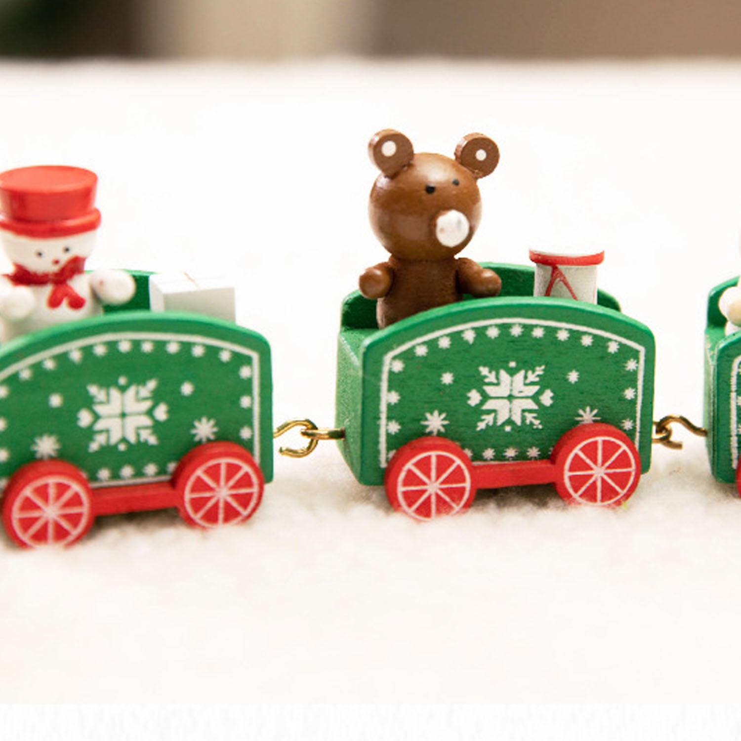 Søde træ mini juletog ornamenter fest børnehave dekor til børn småbørn børn legetøj xmas
