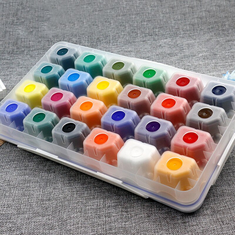 24 color gouache paint jelly paint set children beginner elementary school gouache painting materials pigment
