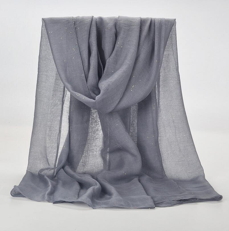 1 Pcs Plain Hijaabs Voor Vrouwen Viscose Solid Shawl Glitter Gouden Sjaal Moslim Hoofd Wrap Elegante Sjaals 20 Kleuren Plus size: gray