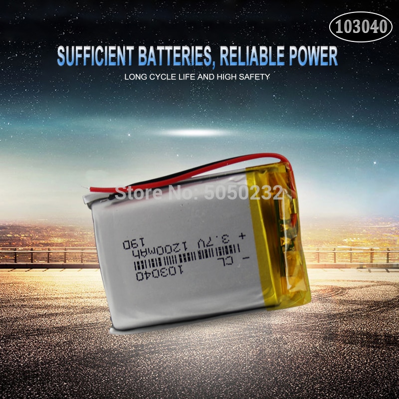 1pc 103040 1200mAh 3.7V polymère piles rechargeables Lithium li-po Batteries pour MP4 MP5 GPS PSP PDA Bluetooth