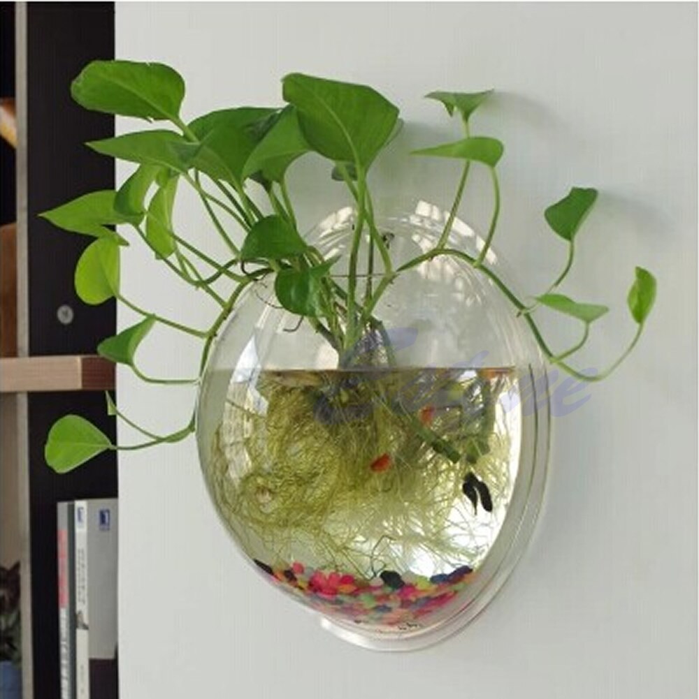 Pot væg hængende mount boble akvarium skål akvarium akvarium boligindretning kæledyr forsyninger: D11949- tp