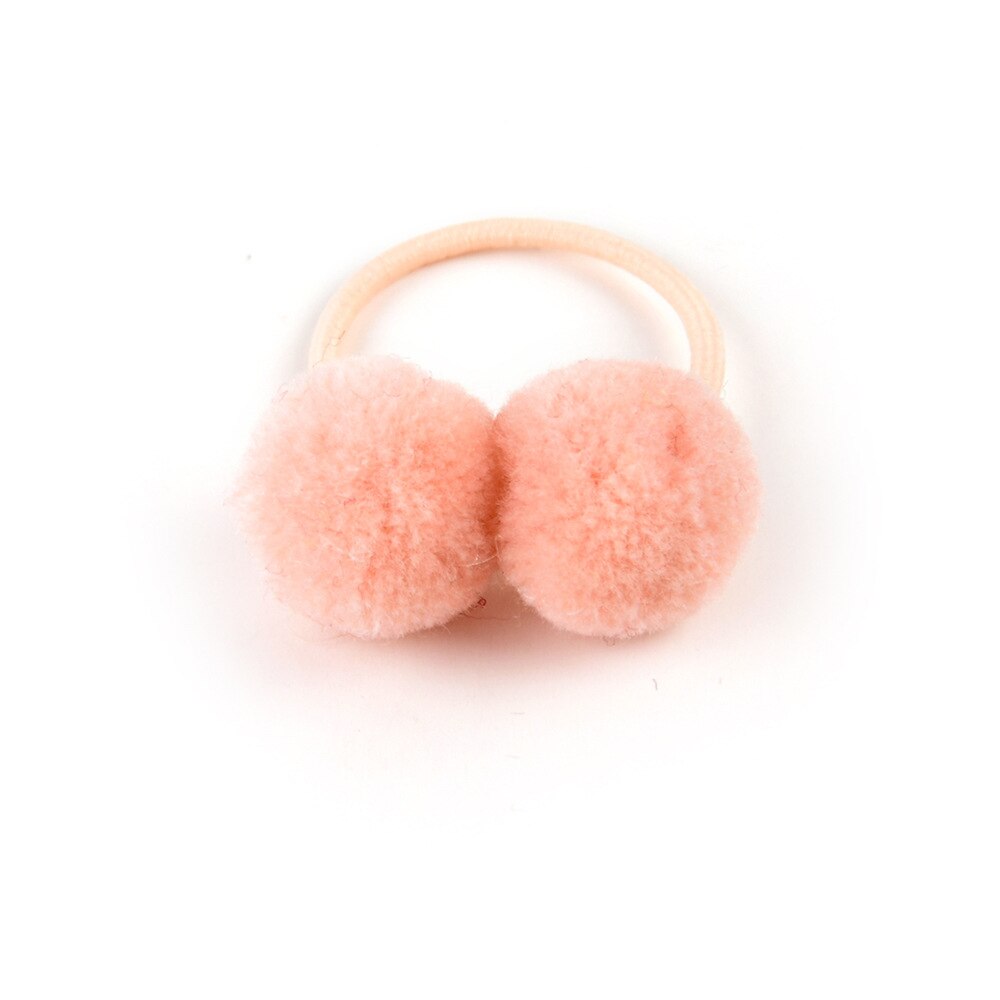 2 Teile/satz Nette Pompom Baby Haarband Pelz Ball Elastische freundlicher Gummibänder Einfarbig freundlicher Haar Bindet Seil Mädchen Haar zubehör: 2Stck hell Rosa