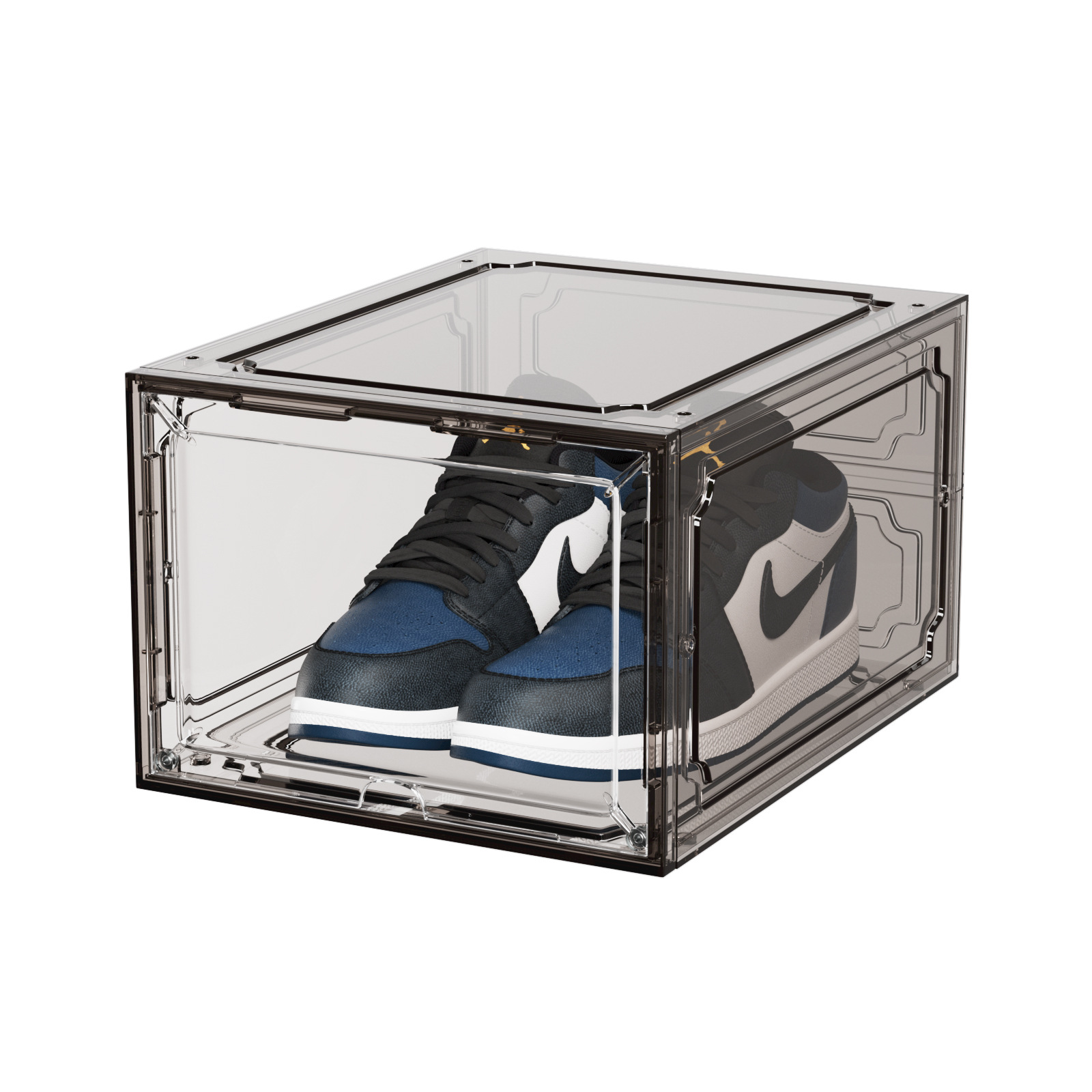 Sneaker High-top Shoes Organizer Boxes Transparent Shoe Storage Box Stackable Cabinet Dustproof Shoes Organizers Shoerack: Red