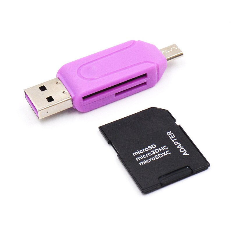 Adaptador universal micro usb 2 em 1, leitor de cartão tf/sd para android, pc, tf/adaptador de cartão sd para celular