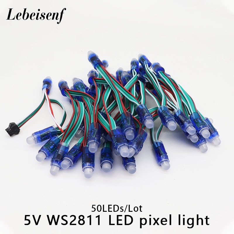 50 stücke 12mm WS2811 Volle Farbe LED Pixel Licht Modul DC 5V IP68 wasserdichte RGB farbe 2811 1903 IC Digital LED weihnachten Licht