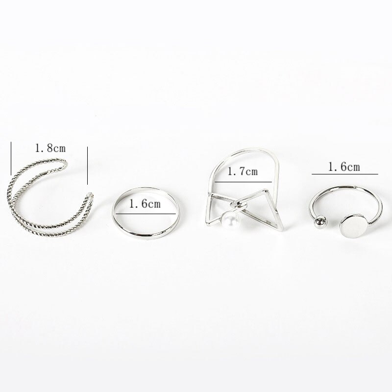 Einfache Silber Edelstahl Hochzeit Ring Sets für Frauen Geometrische Persönlichkeit Legierung Wilden Knuckle Ringe Einstellbare Schmuck: s17030358