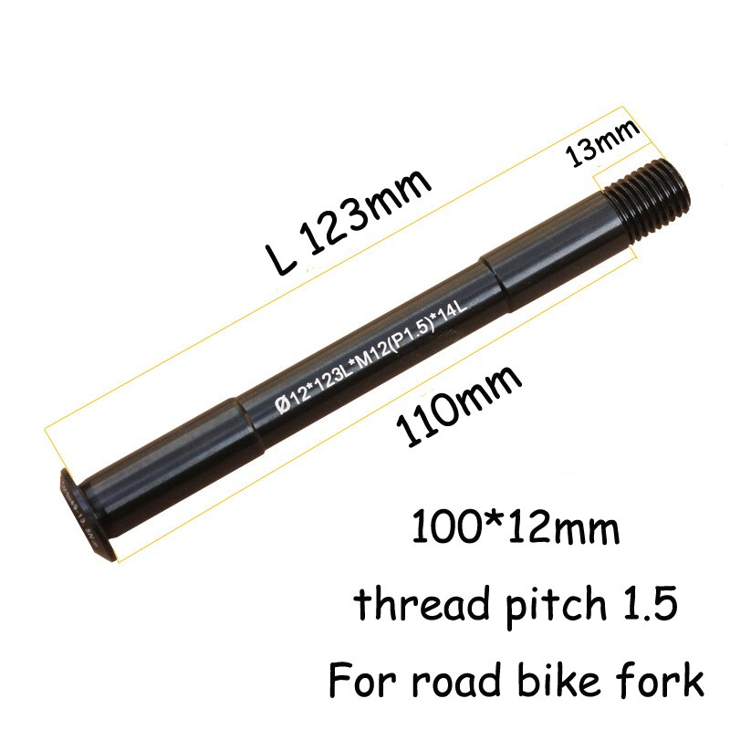 Polkupyörän rungon akseli mtb maantiepyörän pikakiinnitys vartaat tp:lle  m12 x 1.75 rungon haarukka akselin läpi: 100 x 12mm p1.5 123l
