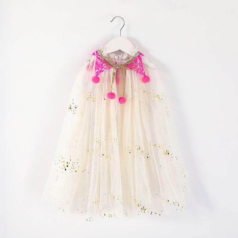 Natale taglia unica ragazze mantello paillettes palla scialle scialle abito per bambini cappotto del capo festa di compleanno spiaggia arcobaleno avvolgere Costume da principessa