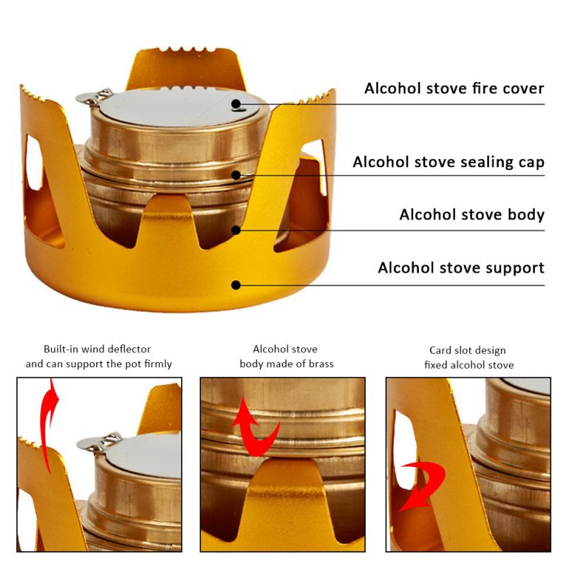 Ultra-light camping stove Spirit Combustor Alcohol Stove Picnic Stove Camping Furnace Camping Portable Folding Picnic BBQ Hiking
