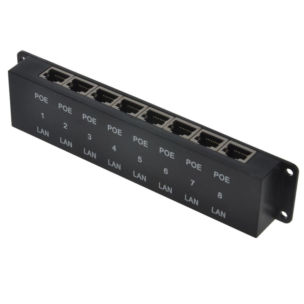 Passive POE injector 8 port black 10/100 Mbps Power over Ethernet PoE patch panel for Ubiquiti, Mikro Tki, OpenMesh