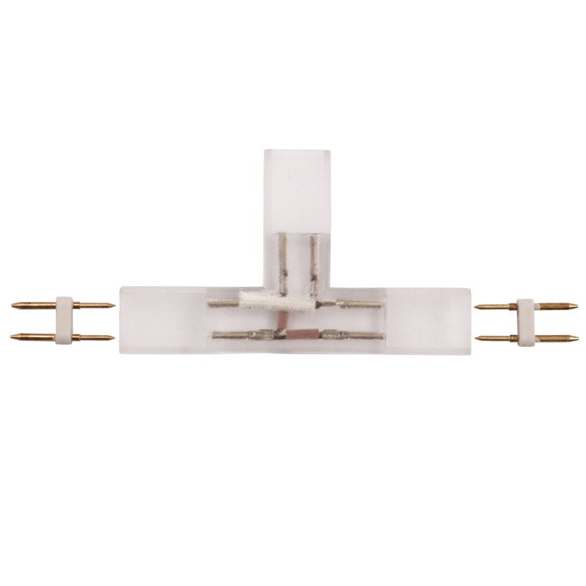 2 pin L forma de T Conector de esquina enchufe central con aguja de cobre para 110V 220V LED de 5050 de 3014, 2835 color Dropshopping