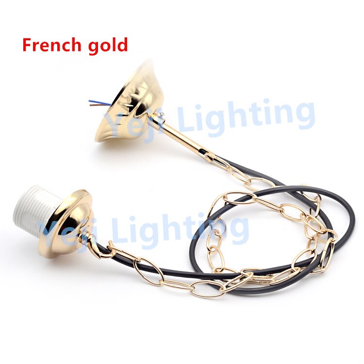 Auvent de plafond avec chaîne câble fil ensemble de câbles E27 Edison support de lampe pour lustre suspension lampe led ampoule accessoires d'éclairage: French gold