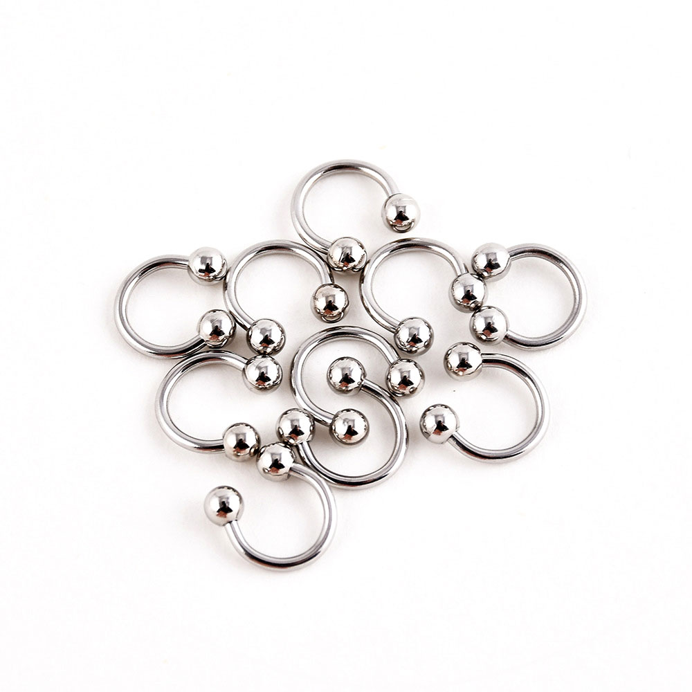 10pcs Titanium Anodized Stainless Steel Captive Eyebrow Lip Nose Septum Ear Ring Tongue Piercing Body Jewelry
