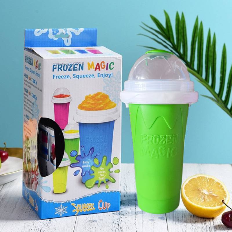 Taza Slushie DIY, tazas mágicas para hacer granizados, taza portátil para jugos, leche y helado, sílice de doble capa con tapa y pajita: Gris claro