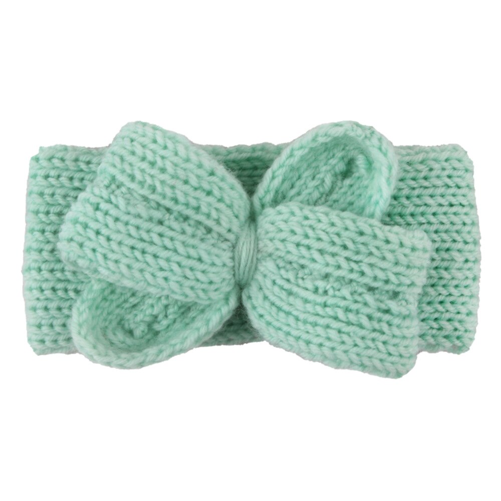 Strikket sløjfe baby pandebånd børn baby sløjfer turban pandebånd vinter varme børn spædbørn hårbånd haarbånd baby hår tilbehør: Grøn