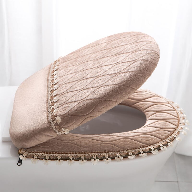 Fyjfaon pokrowiec na deskę sedesową ciepły gruby muszla klozetowa pokrycie siedzenia łazienka dekoracyjna pokrywa robić toalety osłona pyłoszczelna czerwona niebieska kawa: brązowy