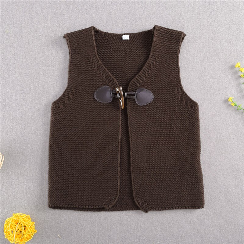 Mode Baby Jongens Meisjes Breien Vest Herfst Bovenkleding V-hals Peuter Kleding Casual Kids Kleding Claxon Tops: Bruin / 90