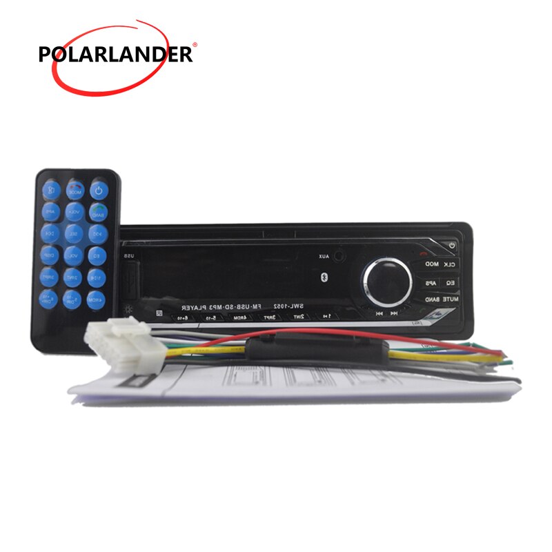 Polarlander-appareil électronique de voiture | 1 din, support de lecteur mp3, Bluetooth/ USB/SD/AUX/autoradio avec télécommande,
