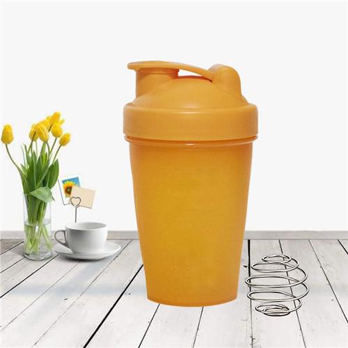 Sport Shaker Bottle 400ML Whey Protein Powder Mixing Bottle Sport Fitness Gym Shaker Outdoor Portable Plastic Drink Bottle: Orange