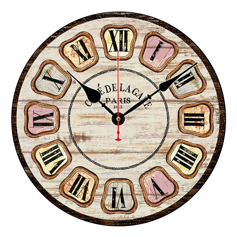 Nuevos Relojes Retro de madera para colgar en la pared, de moderno, Vintage, rústico, Retro, para decoración del hogar, oficina, cafetería: 03