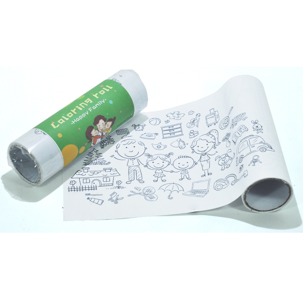 Happy Family Pattern Coloring Roll, Wall Painting, Children Coloring Poster Continuous Coloring Paper, Ages 3+