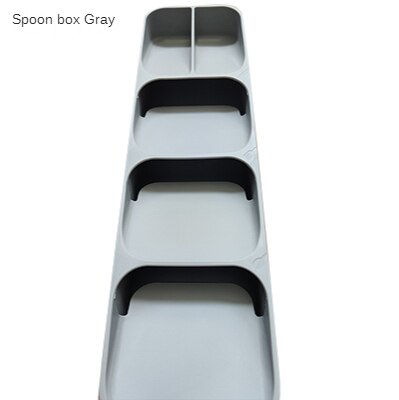 Plastic Knife Holder Kitchen Drawer Organizer Tray Knife Stand Organizer 18 Slots Knives Utensil Rack Storage Cabinet Tool: Spoon-Gray