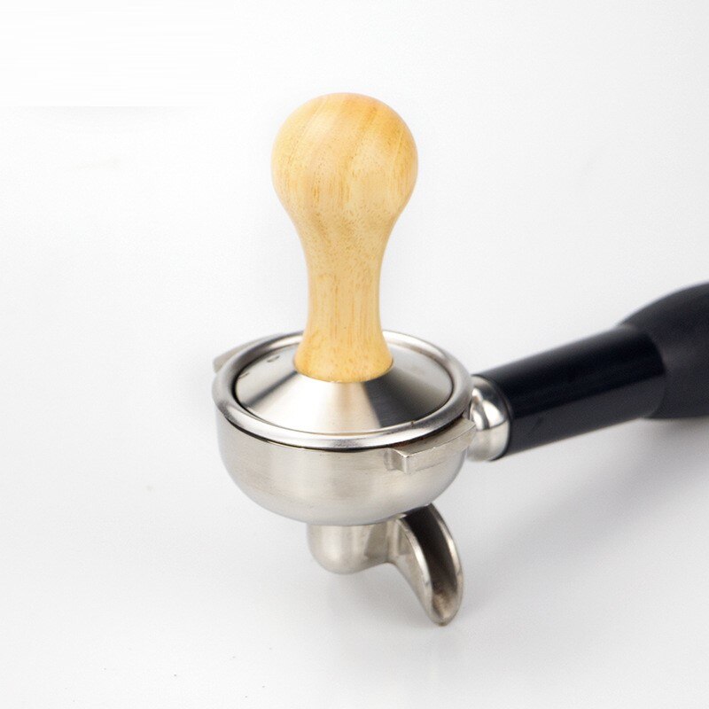 Solid wood powder press espresso coffee stuffer oak 304 stainless steel hammer for kitchen gadgets and accessories small tools