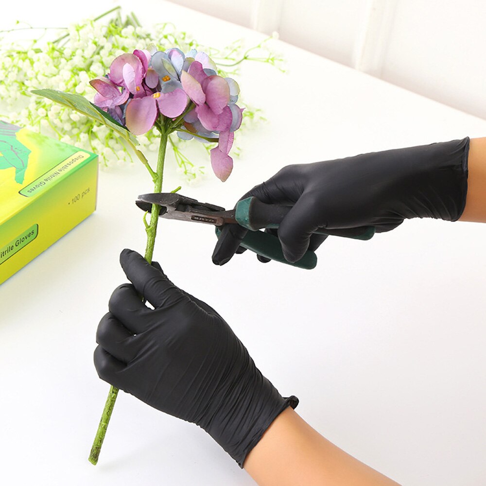 Guantes mecánicos de nitrilo para limpieza del hogar, guantes antiestáticos para manicura, color negro, tamaño XS/S/L/XL, lote de 100 unidades