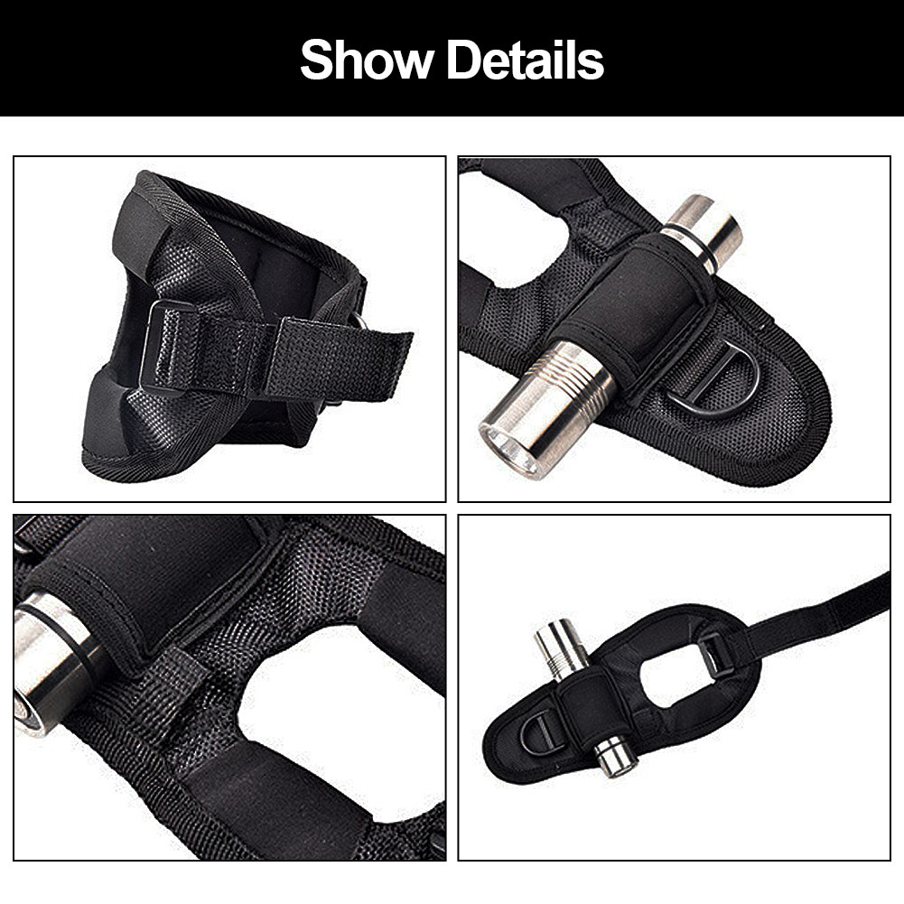 Durable Neoprene Torch Flashlight Holder Hand Arm Mount Wrist Strap Glove Hand Free Underwater Scuba Diving Flashlight Holster