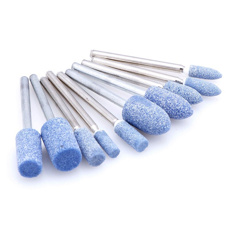 10pc Blue Abrasive Mounted Stone Rotary Tool Grinding Wheel 1/8 Shank