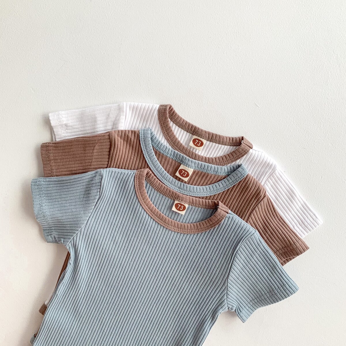 Baby Basic Zomer Romper Pasgeboren Kleding Effen Geribbelde Bodysuit Met Hoed Set Baby Baby Jongen Meisje Casual Outfit Katoenen Pyjama