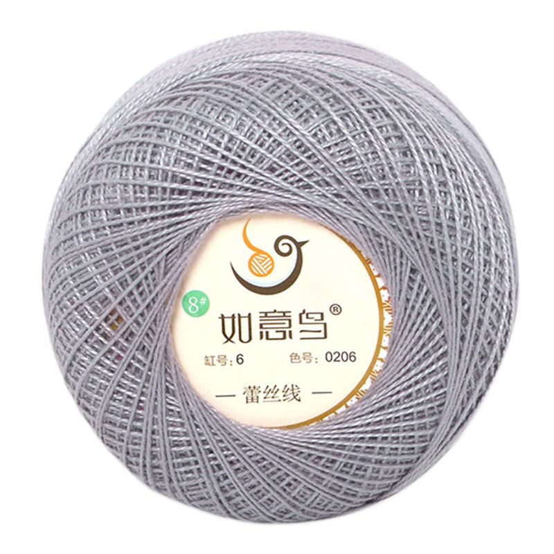 50g Thin DIY Cotton Lace Yarn Candy Color Crochet Hand-Woven Silk Light Thread: F