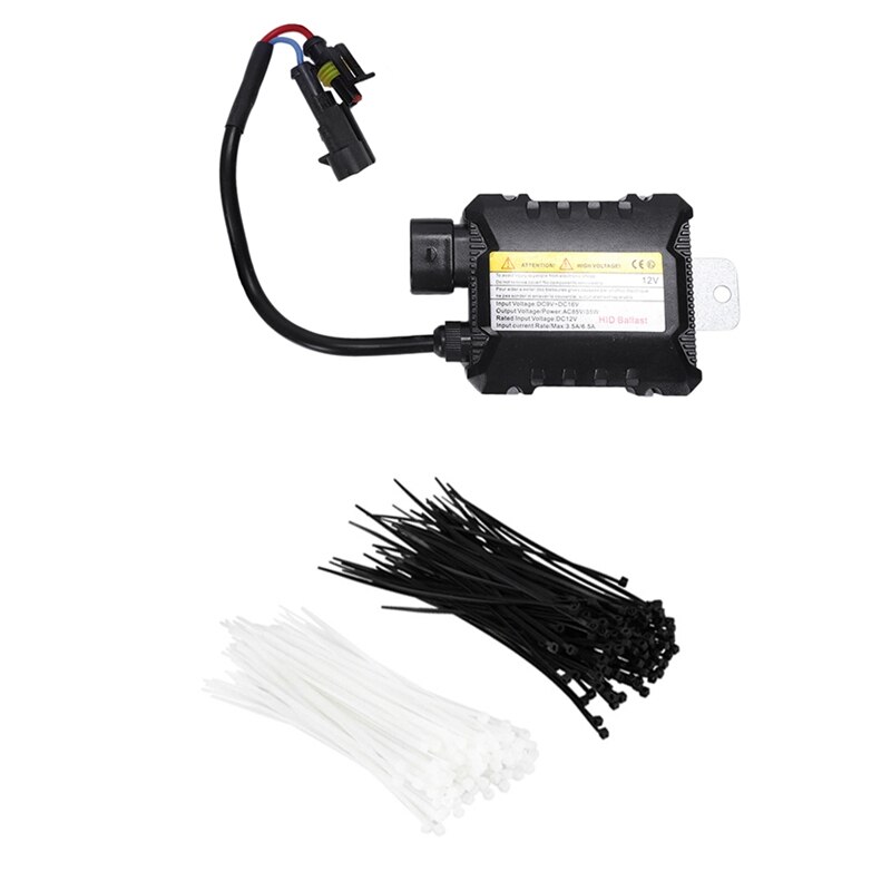 1 paire voiture HID xénon Mini Ballast 35W 10A 12V pour H1 H3 H7 H8 H9 H10 H11 & 200 pièces 6 pouces Nylon serre-câbles en noir et blanc