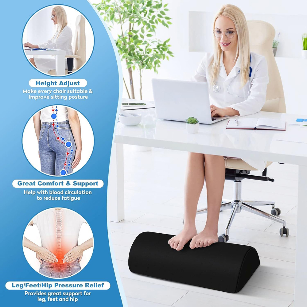 Ergonomic Foot Rest Under Desk - Office Work, Gaming Foot Elevation Pillow, Wedge Pillow for Legs - Provides All-Day Relief