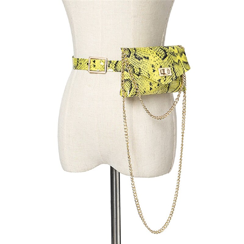 Fluorescerende heuptasjes voor dames met slangenhuid, pvc heuptasjes, crossbody tas voor dames en meisjes: Geel